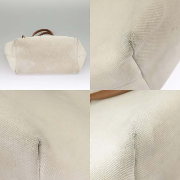 CELINE Horizontalkava Tote Bag Canvas White Gold - Picture 10 of 13